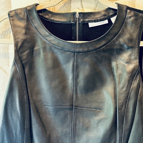 NWT Halogen Nordstrom Black LEATHER Top Size Small - Picture 2 of 7